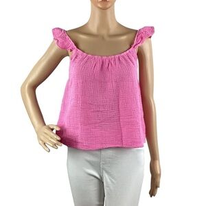 Monrow Ruffle Tank Size S Pink
